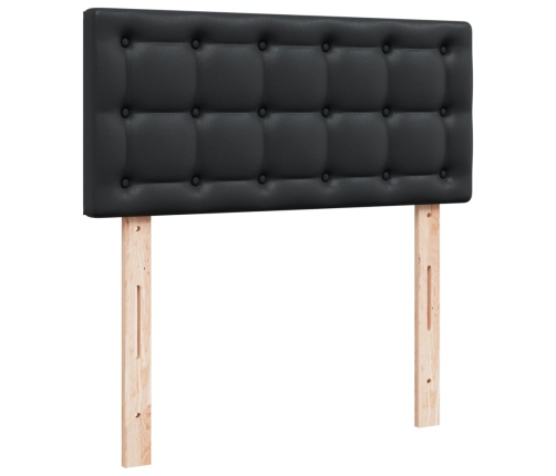 Cama box spring con colchón cuero sintético negro 90x190 cm