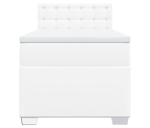 Cama box spring con colchón cuero sintético blanco 90x190 cm