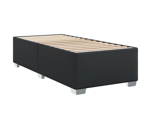 Cama box spring con colchón cuero sintético negro 100x200 cm