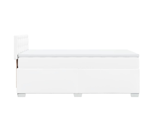 Cama box spring con colchón cuero sintético blanco 100x200 cm