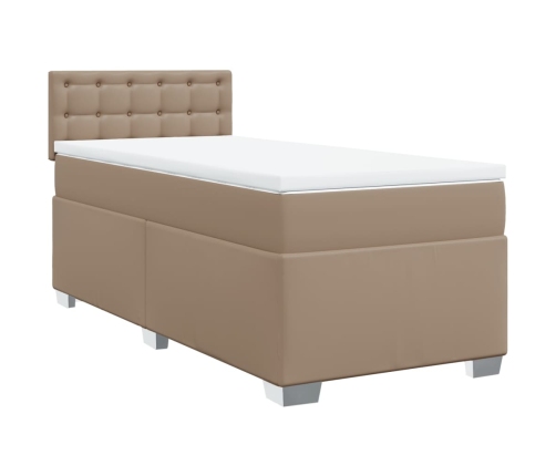 Cama box spring con colchón cuero sintético capuchino 100x200cm