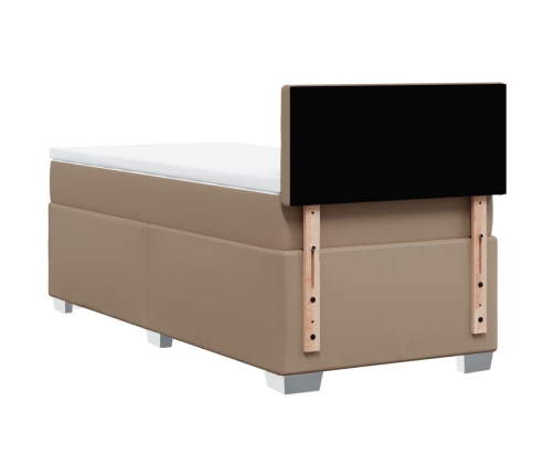Cama box spring con colchón cuero sintético capuchino 100x200cm