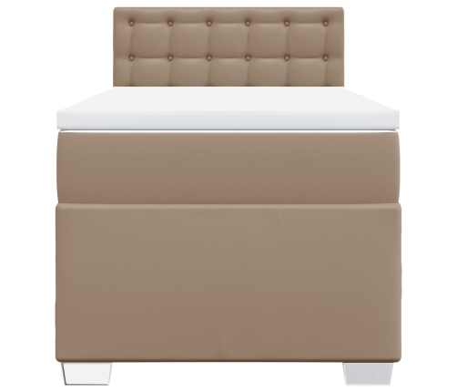 Cama box spring con colchón cuero sintético capuchino 100x200cm