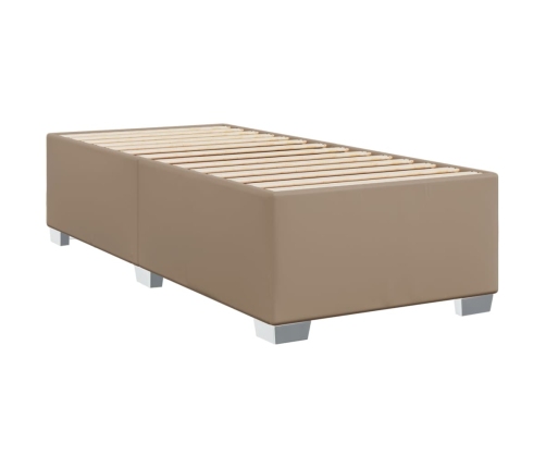 Cama box spring con colchón cuero sintético capuchino 100x200cm