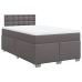 Cama box spring con colchón cuero sintético gris 120x190 cm