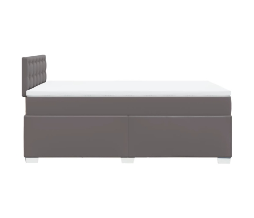 Cama box spring con colchón cuero sintético gris 120x190 cm