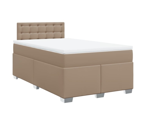 Cama box spring con colchón cuero sintético capuchino 120x190cm