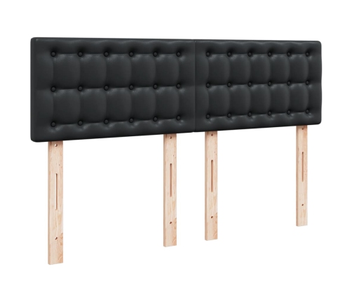 Cama box spring con colchón cuero sintético negro 140x190 cm