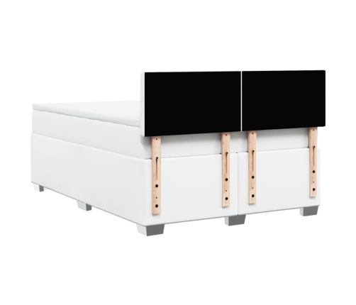 Cama box spring con colchón cuero sintético blanco 140x190 cm