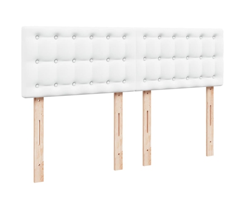 Cama box spring con colchón cuero sintético blanco 140x190 cm