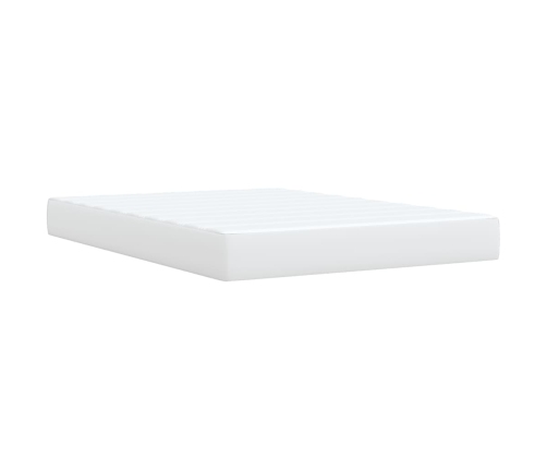 Cama box spring con colchón cuero sintético blanco 140x190 cm