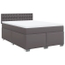 Cama box spring con colchón cuero sintético gris 140x200 cm