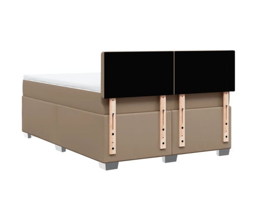 Cama box spring con colchón cuero sintético capuchino 140x200cm