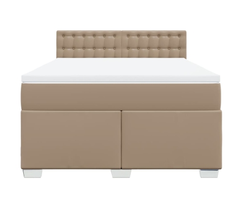 Cama box spring con colchón cuero sintético capuchino 140x200cm