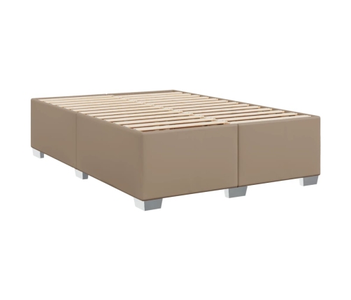 Cama box spring con colchón cuero sintético capuchino 140x200cm