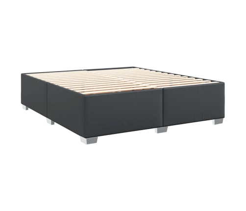 Cama box spring con colchón cuero sintético negro 180x200 cm