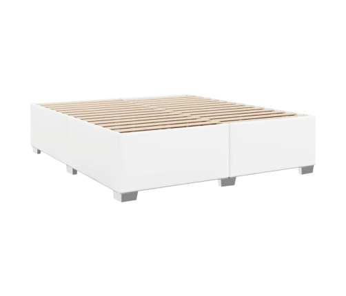 Cama box spring con colchón cuero sintético blanco 200x200 cm