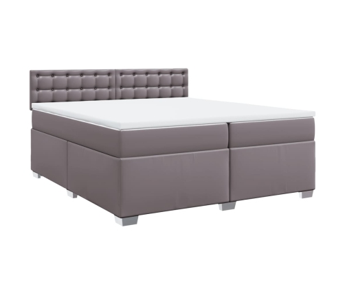 Cama box spring con colchón cuero sintético gris 200x200 cm