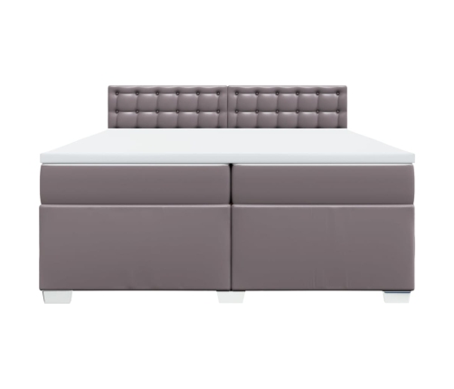 Cama box spring con colchón cuero sintético gris 200x200 cm