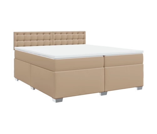 Cama box spring con colchón cuero sintético capuchino 200x200cm