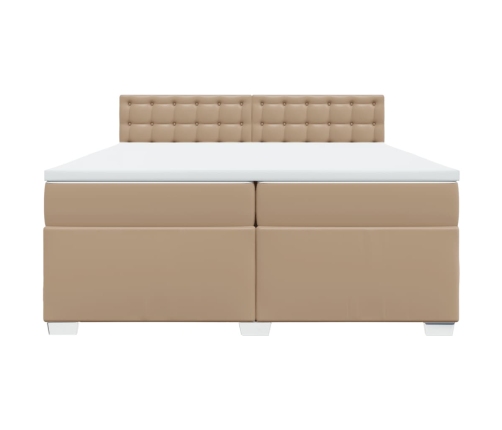 Cama box spring con colchón cuero sintético capuchino 200x200cm