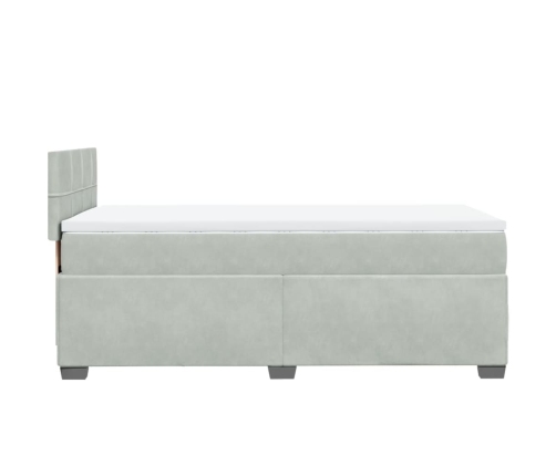 Cama box spring con colchón terciopelo gris claro 80x200 cm