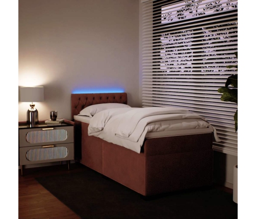 Cama box spring con colchón terciopelo rosa 80x200 cm