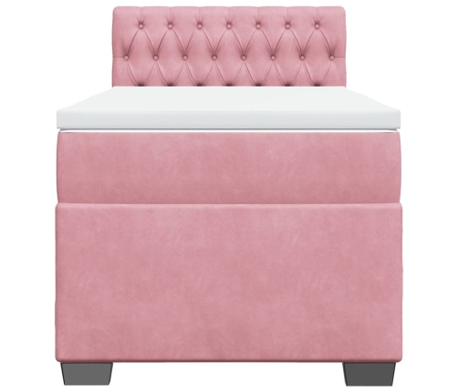 Cama box spring con colchón terciopelo rosa 80x200 cm