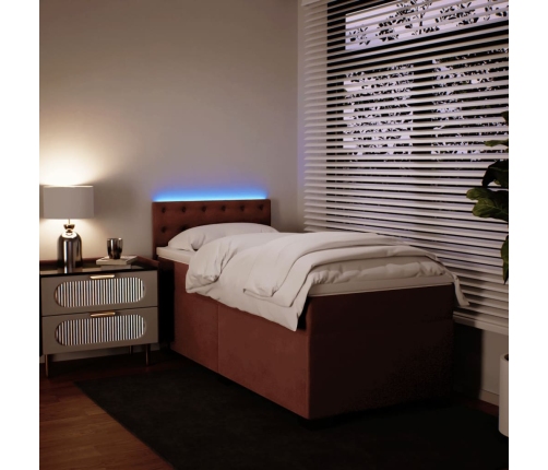 Cama box spring con colchón terciopelo rosa 80x200 cm