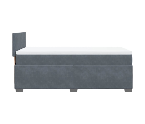 Cama box spring con colchón terciopelo gris oscuro 90x190 cm