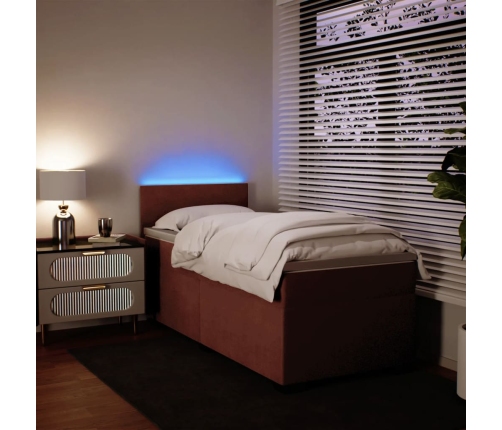 Cama box spring con colchón terciopelo rosa 90x190 cm