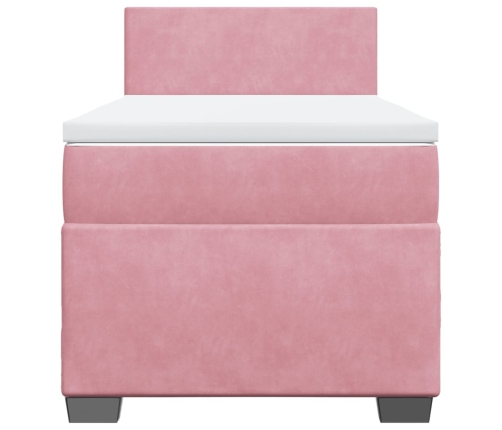 Cama box spring con colchón terciopelo rosa 90x190 cm