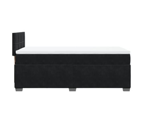 Cama box spring con colchón cuero sintético negro 90x190 cm