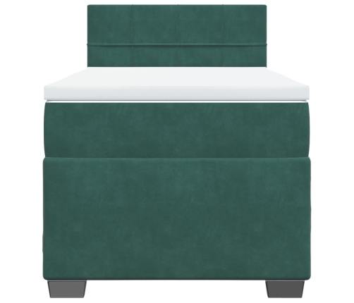 Cama box spring con colchón terciopelo verde oscuro 90x190 cm