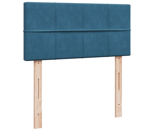 Cama box spring con colchón terciopelo azul 90x190 cm