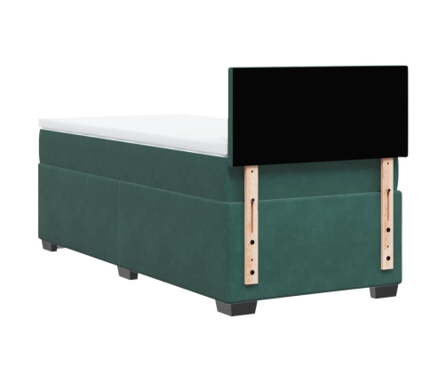 Cama box spring con colchón terciopelo verde oscuro 90x200 cm