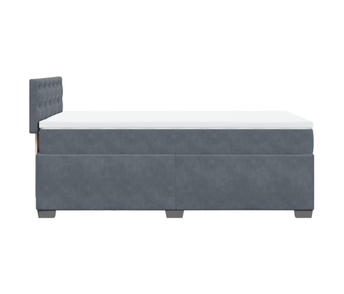 Cama box spring con colchón terciopelo gris oscuro 90x200 cm