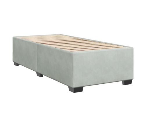 Cama box spring con colchón terciopelo gris claro 100x200 cm