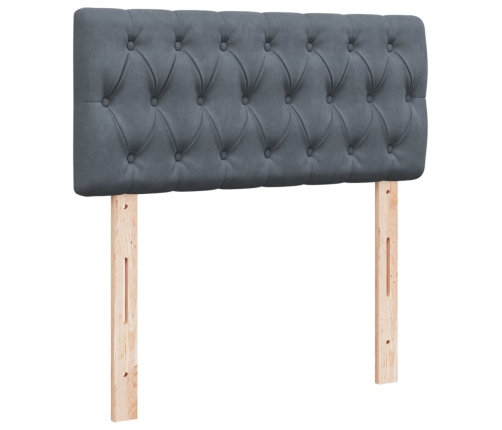 Cama box spring con colchón terciopelo gris oscuro 100x200 cm