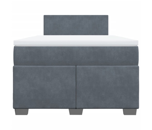 Cama box spring con colchón terciopelo gris oscuro 120x190 cm