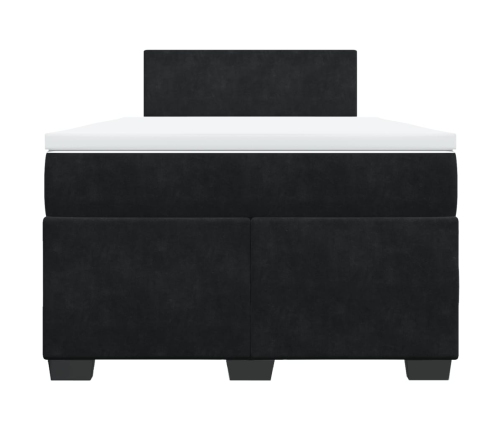 Cama box spring con colchón terciopelo negro 120x190 cm