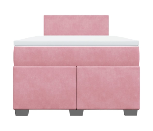 Cama box spring con colchón terciopelo rosa 120x190 cm