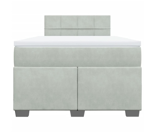 Cama box spring con colchón terciopelo gris claro 120x190 cm