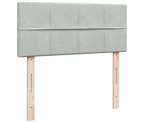 Cama box spring con colchón terciopelo gris claro 120x190 cm