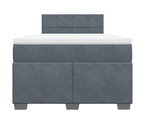 Cama box spring con colchón terciopelo gris oscuro 120x190 cm