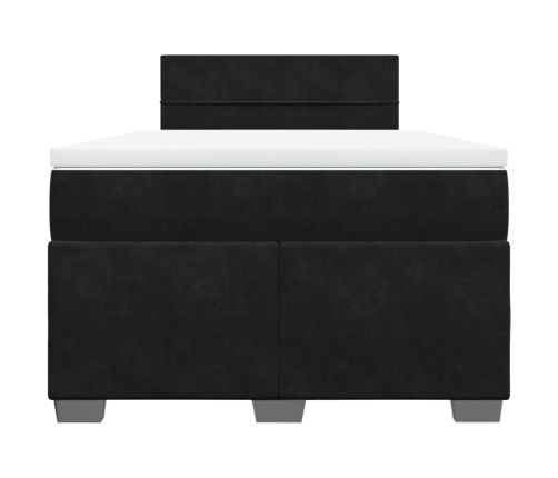Cama box spring con colchón terciopelo negro 120x190 cm