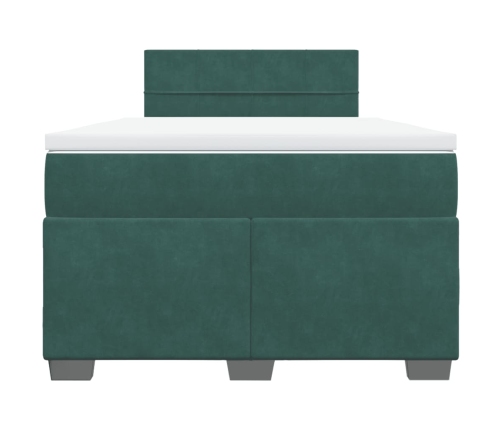 Cama box spring con colchón terciopelo verde oscuro 120x190 cm