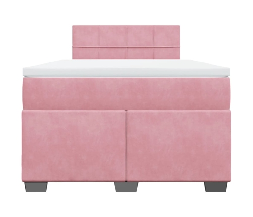 Cama box spring con colchón terciopelo rosa 120x190 cm