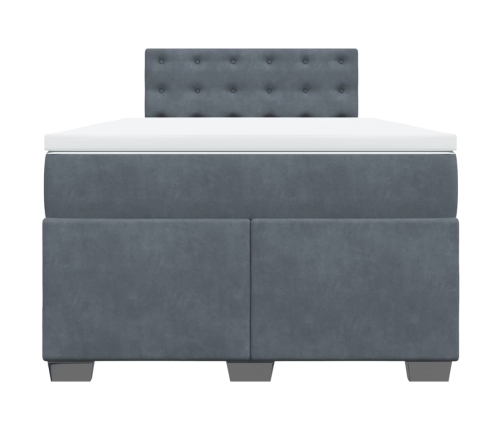 Cama box spring con colchón terciopelo gris oscuro 120x190 cm