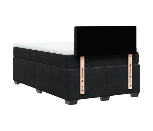 Cama box spring con colchón terciopelo negro 120x190 cm